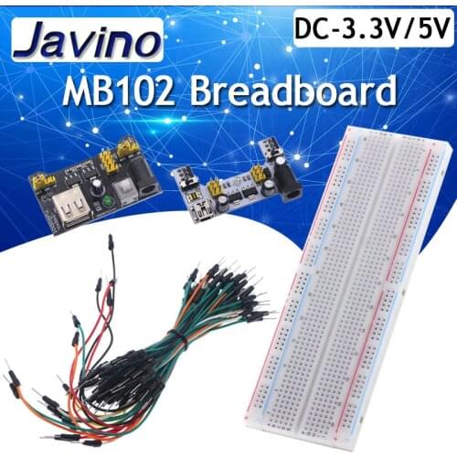 3.3V/5V MB102 Breadboard power module+MB-102 830 points Solderless Prototype Bread board kit +65 Flexible jumper wires DIY KIT