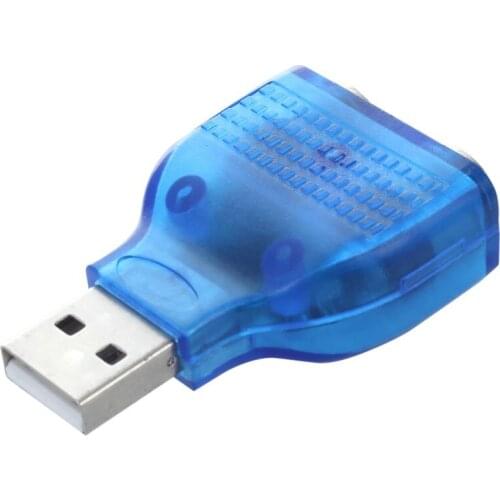Small Slim USB 2.0 A Male to 2Port PS/2 PS2 FEMALE Mouse Keyboard Adapter Dongle