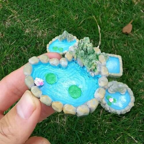 Miniature Pond Ornaments Resin Fairy Garden Pond Micro Landscape Decoration Landscape Aquarium Garden Decoration Accessories