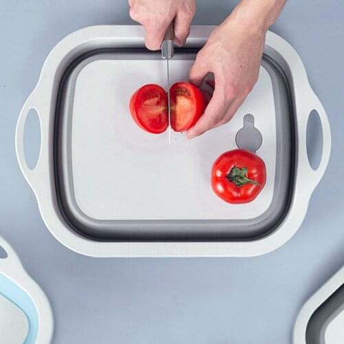 Multifunctional Folding Cutting Board Collapsible Sink Drain Basket Washable Vegetables Strainer Kitchen Chopping Blocks