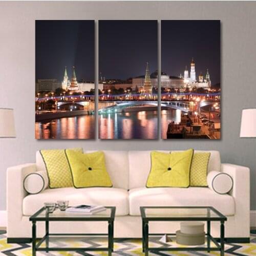 3 pcs KITS Canvas Painting Modern Home Decoration Living Room Bedroom Wall Decor Modern Night European City Pictures