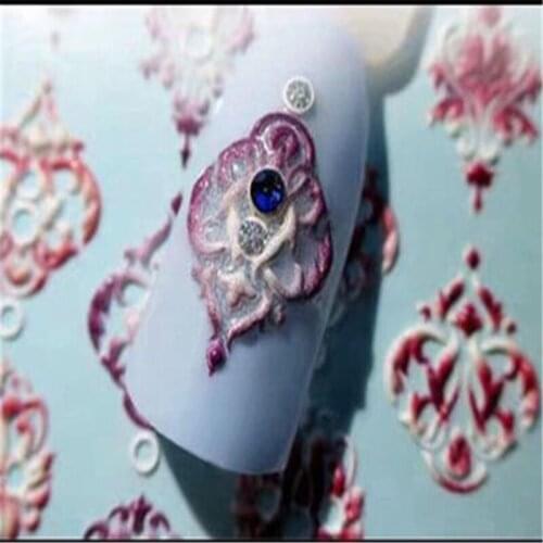 Beautiful Gorgeous Flowers Cubic Nail Stickers 6d Engraved Nail Decals Water Slide Nail Art Beauty Care