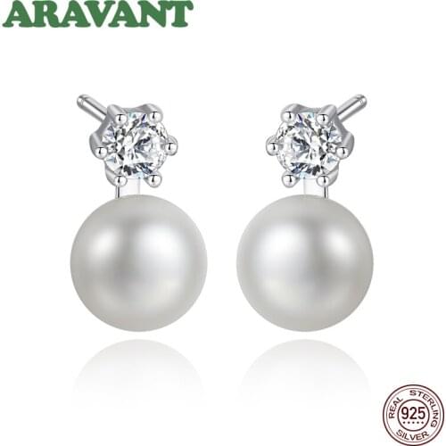 New Fashion 925 Sterling Silver Natural Freshwater Pearl Earrings Fine Jewelry Gifts For Women White/Pink/Purple/Black