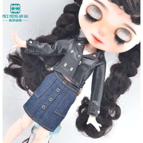 Blyth doll clothes Fashion leather jackets, skirts, shoes for 28-30cm Azone accessories girl gift toy