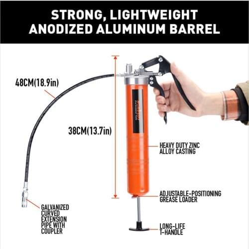 Heavy Duty Industrial Manual Grease Gun 4500PSI Single Double Pressure Bar Transparent Grease-gun Self Suction