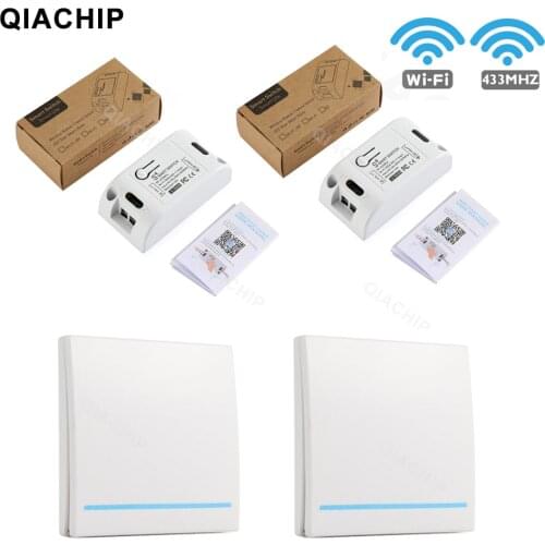 QIACHIP 433Mhz RF Wifi Switch Tuya App Wireless Remote Control Switch Wall Panel 433.92MHz Transmitter For smart home DIY