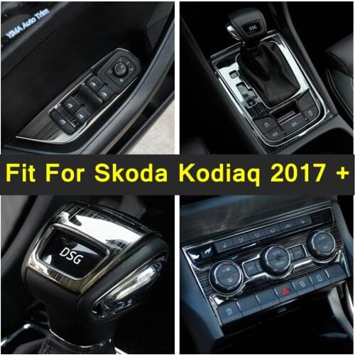 Gear Shift Knob Lever / Central Control Air AC / Window Switch Control Panel Cover Trim For Skoda Kodiaq 2017 - 2021 Interior