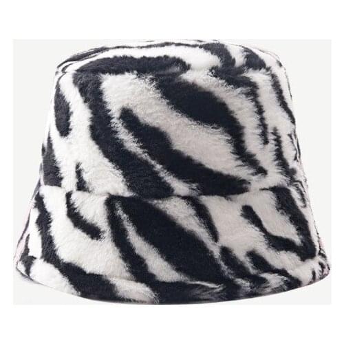 New Fashion Faux Fur Winter Warm Fishermans Hat For Women Fashion Solid Color Vacation Cap Thickened Soft Bucket Hat New