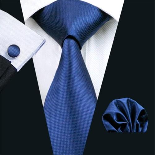 Blue Solid Silk Tie Sets Wedding Party Business Necktie vintage tie FA-326