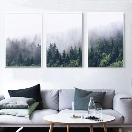 Nordic Decoration Forest Lanscape Wall Art Canvas Poster and Print Canvas Painting Decorative Picture for Living Room Home Décor