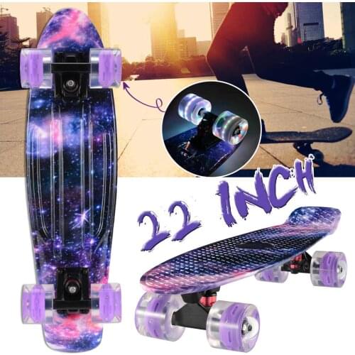 22 inch Skateboard Cruiser Board Board 22" X 6" Retro Longboard Skate Graphic Galaxy Complete Led Light Boy Girl Xmas Gift