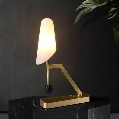 Post Modern Simple Luxury Table Lamp Copper Marble Creative Living Room Bedroom Study Room Table Lights Glass Lighting Fixtures