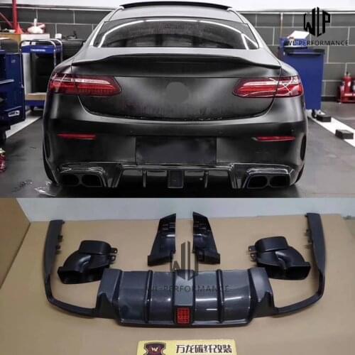 W238 E COUPE High Quality Carbon Fiber Rear Diffuser With LED Lights Stainless Steel Exhaust Pipe For Mercedes-Benz E300 2018