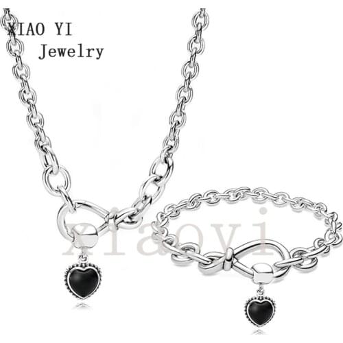 XIAOYI 2020 100% S925 Oriental womens most popular timeless symbol black bracelet necklace jewelry wedding party fashion girl