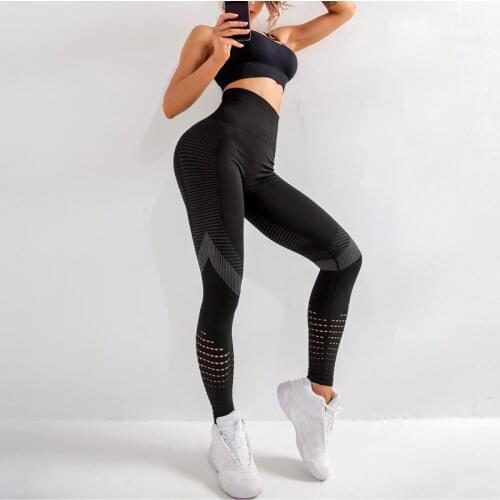 High Waist Women Fitness Gym Seamless Leggings Energy Running Yoga Pants Hollow Sport Trainning pants