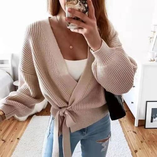 Women Sweaters Cardigan Autumn Winter Long Sleeve Loose Knitted Lace Up Warm Casual Sweaters Streetwear Woman Clothes 2021 Fall