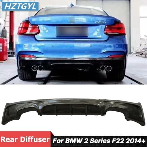 Carbon Fiber Material 4 Exhaust Pipes Out Rear Bumper Lip Diffuser For BMW 2 Series F22 2014-2017