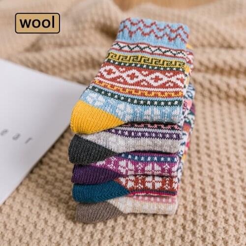 5Pairs/lot New Womens Wool Socks Mixed Color Fashion Women Long socks Autumn Winter Warm socks High Quality Wool Socks