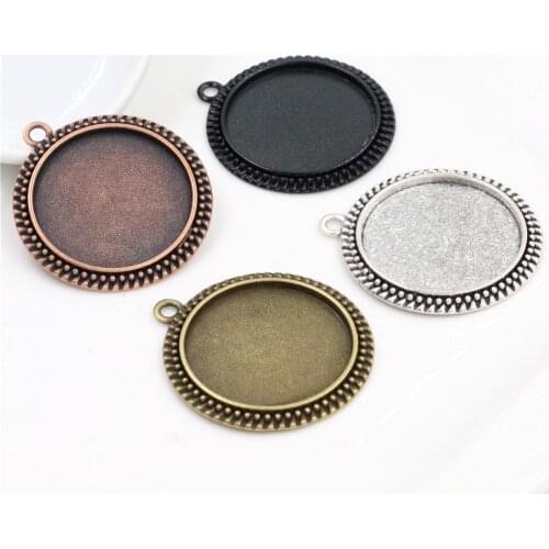 5pcs/Lot 30mm Inner Size 4 Colors Plated Classic Style Cabochon Base Setting Charms Pendant Tray