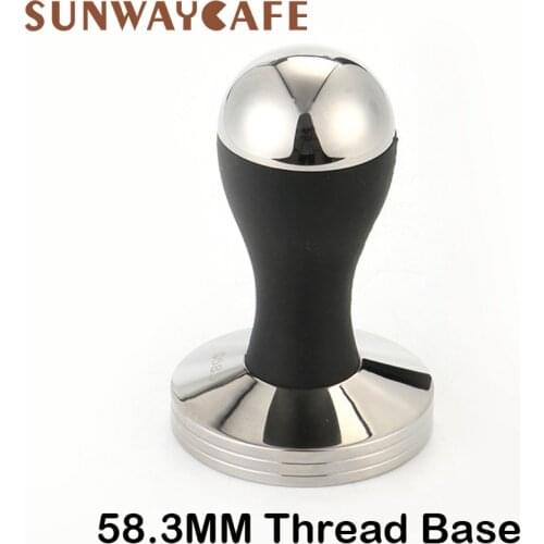 58.3mm 304 Stainless Steel Handle Coffee Tamper Powder Hammer Thread Base Espresso Powder Hammer Cafe Barista Tools Coffeeware