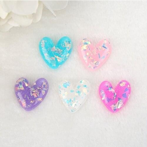 8pcs /lot Cute flatback Glitter Resin Heart Cartoon Heart For Diy making Embellishment Crafts DIY decoration