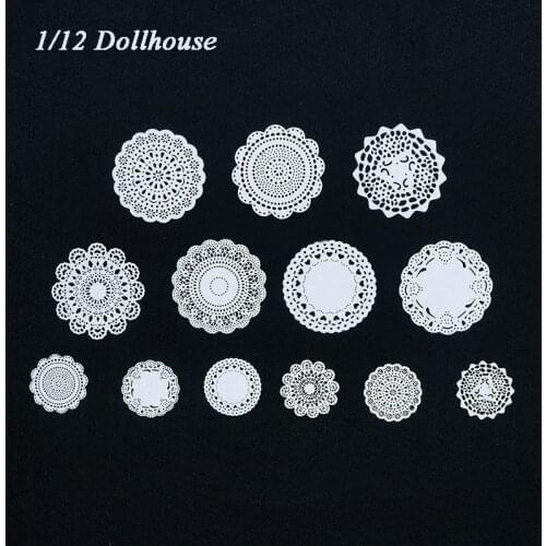 8PCS 1/6 or 1/12 Dollhouse Miniature Paper Doilies Mat for Mini Cake Bread Baking Kitchen Accessories Pretend Play Food Toy