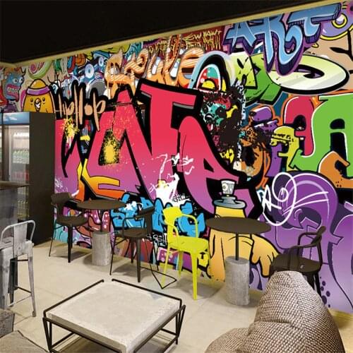 Beibehang Free Shipping Large mural bar corridor background wallpaper Cafe street art graffiti 3D bedroom wallpaper mural