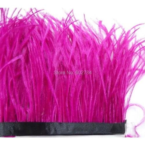 Free Shipping 10meters 5-6" 13-15cm width Fushcia Hot Pink Ostrich Feather Ribbon feather fringe Feather trimming