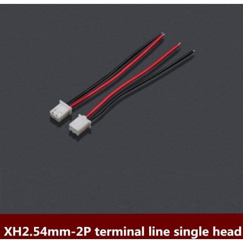 Free shipping JST cable XH2.54mm-2P terminal line single head dip tin electronic wire 26AWG power harness Support customization