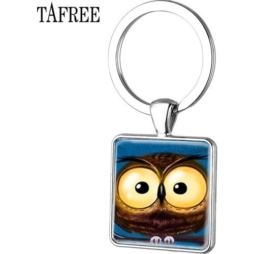Steampunk cute Night Owl keychain funny big eyes owl bird keyring animal art men women key chain ring holder Christmas AA118