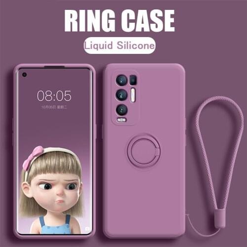 Magnetic Ring Holder Stand Case For Samsung S21 S10 S20 FE A32 A52 A72 A51 A71 Note 20 10 Plus Soft Liquid Silicone Strap Cover