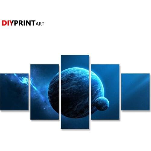 Blue Universe Planets 5 Pieces Modern Art Painting Decorations for Home A2027