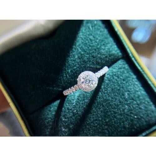 Real Diamond Fine Ring 18k White Gold 0.3carat FG color SI Round Cut Natural Diamond Engagement Ring side Stone 0.277ctw