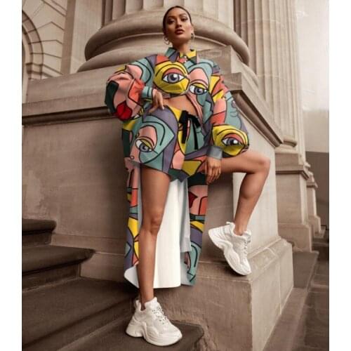 2 Pieces Set African Womens Sets Printing Women Button Long Top And Shorts Suits Casual Sets Two Piece Outfits Africa Clothing