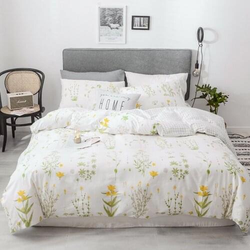 Cilected Nordic 100% Cotton Small Fresh Printing Quilt Cover Pillowcase Ins Simple Plaid Duvet Core Protective Cover Home Decor