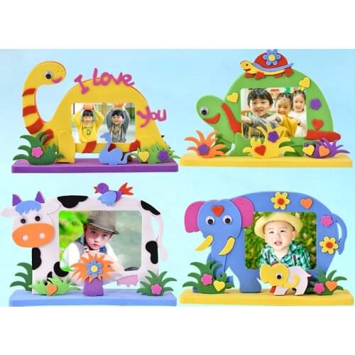 Creative children DIY handmade toy set EVA photo frame 3D cartoon animal dinosaur elephant cow tortoise educational toys