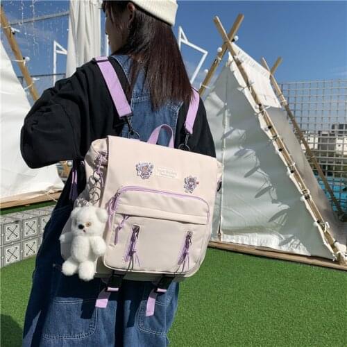 New Lovely Multifunctional Backpack Teenage Girl Portable Travel Bag Female Small Schoolbag Insert Buckle Women Ins Backpacks