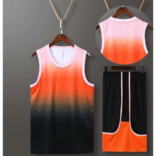 Men Gradient Basketball Jerseys Sets , New Top Quality College Basket ball Kits Shorts Suits , Male Basketball Training Uniforms