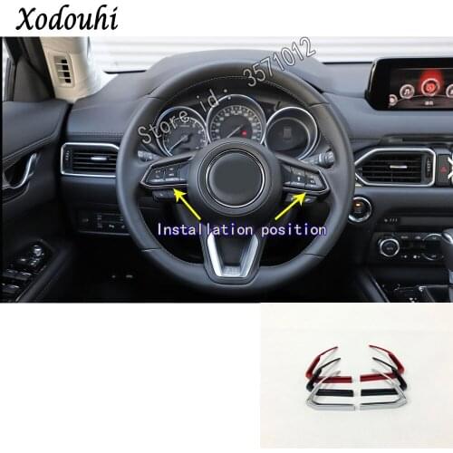 For Mazda CX8 CX-8 2017 2018 2019 2020 Car Sticker Styling Ornament Inner Steering Wheel Interior Kit Trim Frame Cover Parts
