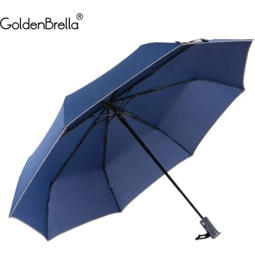 New Fully-Automatic Umbrella 3Folding Umbrella rain women Edge Strong Windproof Ultralight High Quality Business Man Umbrella