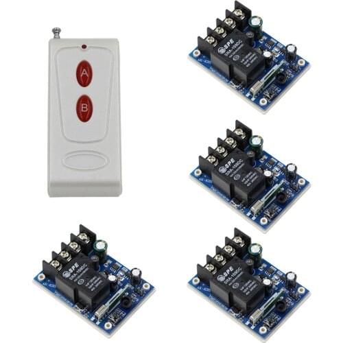 New Wide Voltage DC12V 24V 36V 48V 1CH 30A Relay RF Wireless Remote Control Switch System Transmitter and 4pcs Receivers 315/433