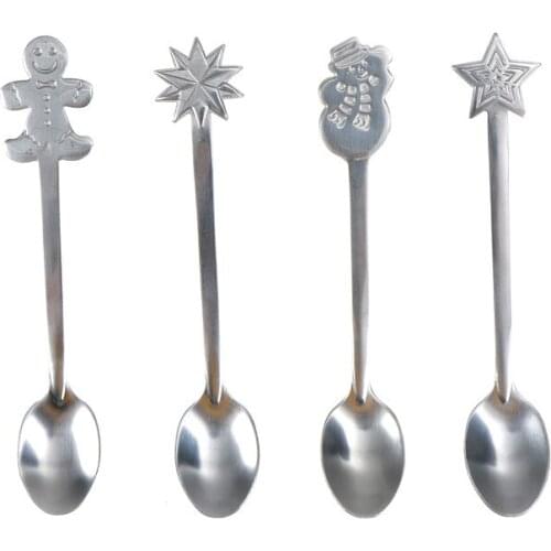 4 pcs/set Stainless Steel Coffee Spoon Christmas Coffee Spoons For Kid Drinking Tea Spoon Christmas Tableware gifts