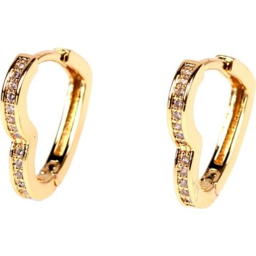 EYIKA Small Heart Hoop Earring Women Luxury Micro Pave Zircon Crystal Gold Silver Plated Girls Aretes Fashion Party Jewelry Gift