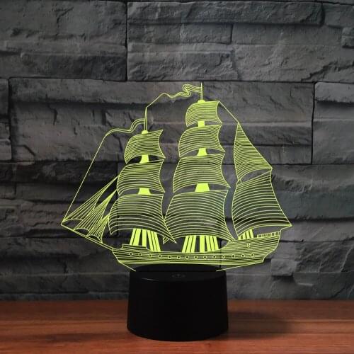 [Seven Neon]Sailing Boat Ship Sailboat yacht Acrylic 7Colors Desk Lamp 3D Lamp Novelty Led Night Light Millennium Falcon Light