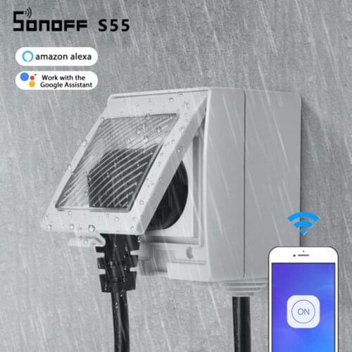 Sonoff S55 Waterproof Smart Socket Wifi Switch UK/AU/US/FR/DE/ZA Multiple Version Wifi Socket Works With Alexa Google Home
