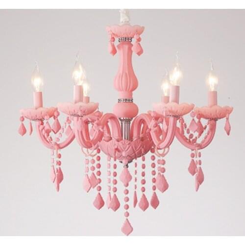 2019 Modern kids room chandeliers Bedroom Children Nursery princess hanging lamp Indoor house Pink Color girls room chandelier