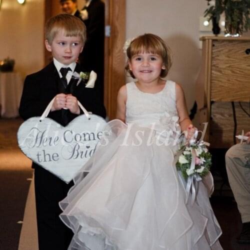 Wedding signs flower girl signs Two side Printing Wooden signs Here comes the Bride decoration mariage