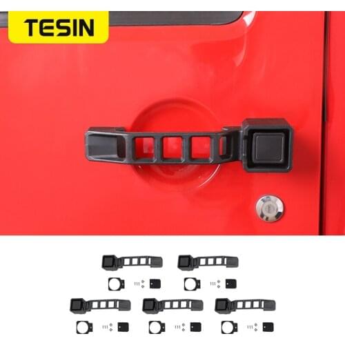 TESIN ABS Car Door Handle Decoration Shell Cover Stickers for Jeep Wrangler JK 2007-2017 2/4 Doors Car Exterior Accessories