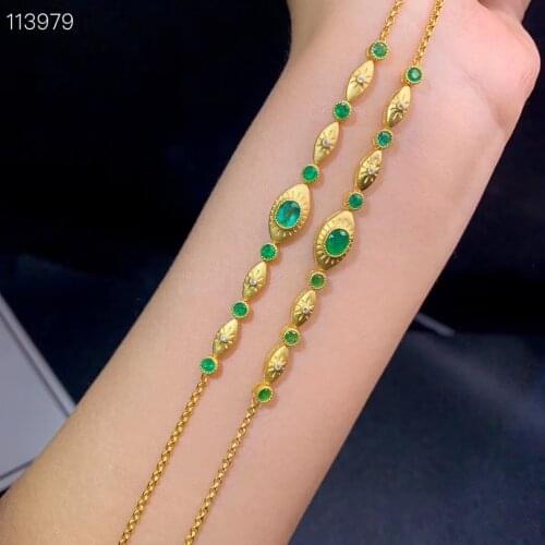 Gorgeous green emerald bracelet for women fine jewelry real 925 silver natural gem with certificate birthday gift gold plated