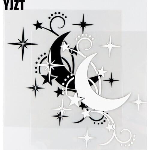 YJZT 15×15CM Beautiful Star Moon Car Stickers Funny Body Decor Vinyl Decals Black / Silver 10A-0646